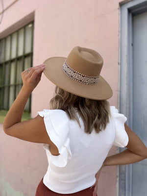 Born To Run Wide Brim Hat - Tan