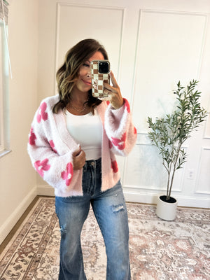 Walking On Sunshine Floral Fuzzy Cardigan