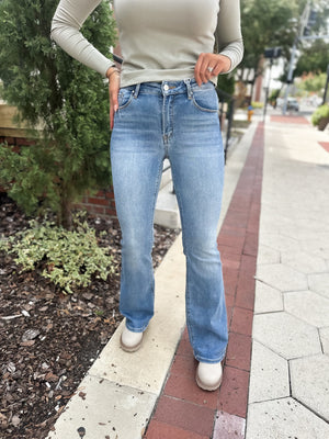 Elizabeth Mid Rise Classic Flare Jeans