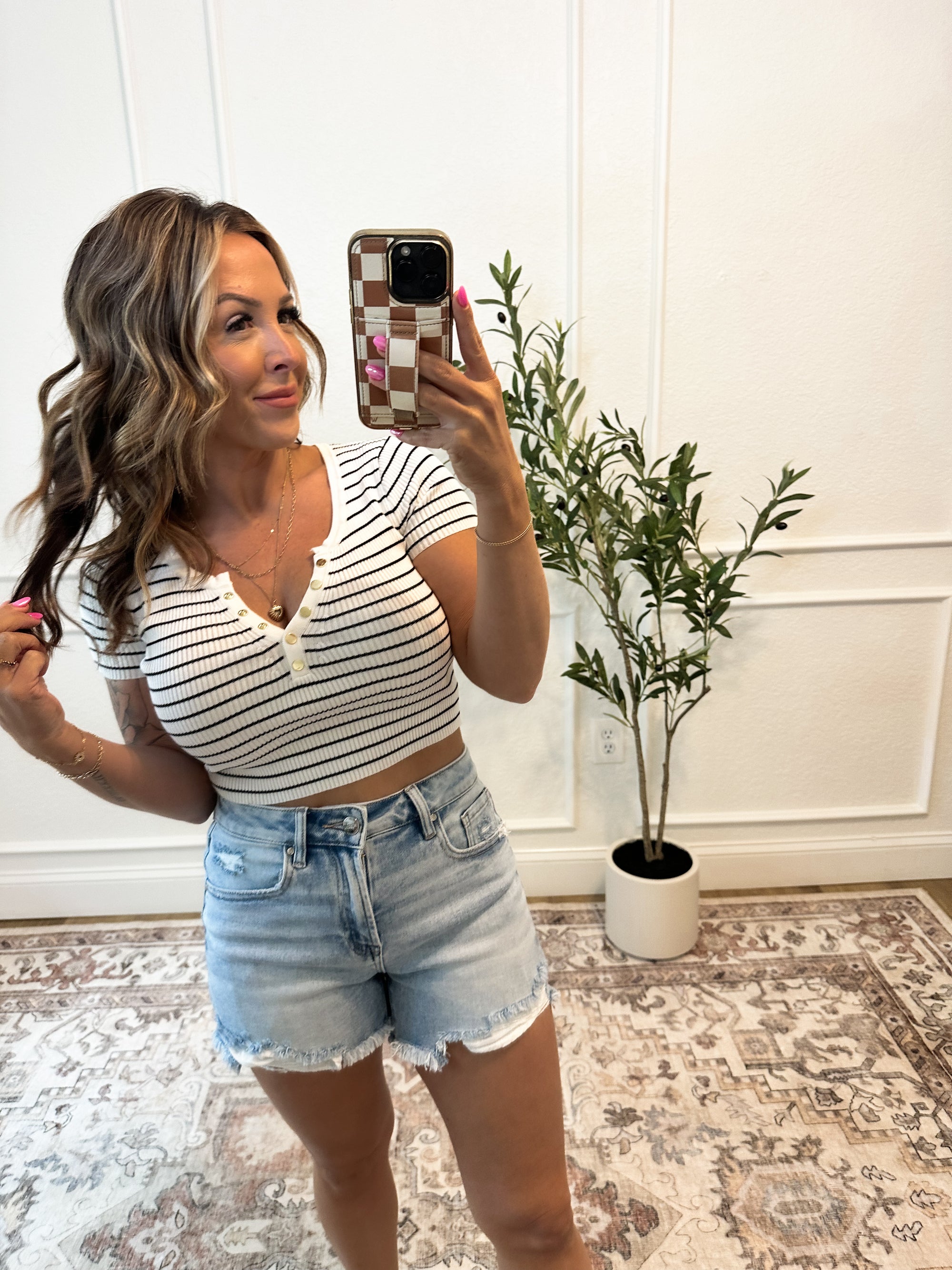 Tell The Truth Striped Crop Top - Ivory