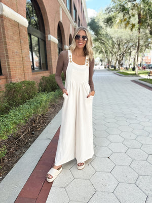 Down To Earth Ribbed Wide Leg Overalls