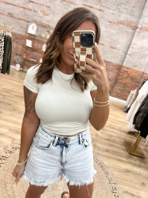 Own The Day Smoothing Cropped Tee - Ivory