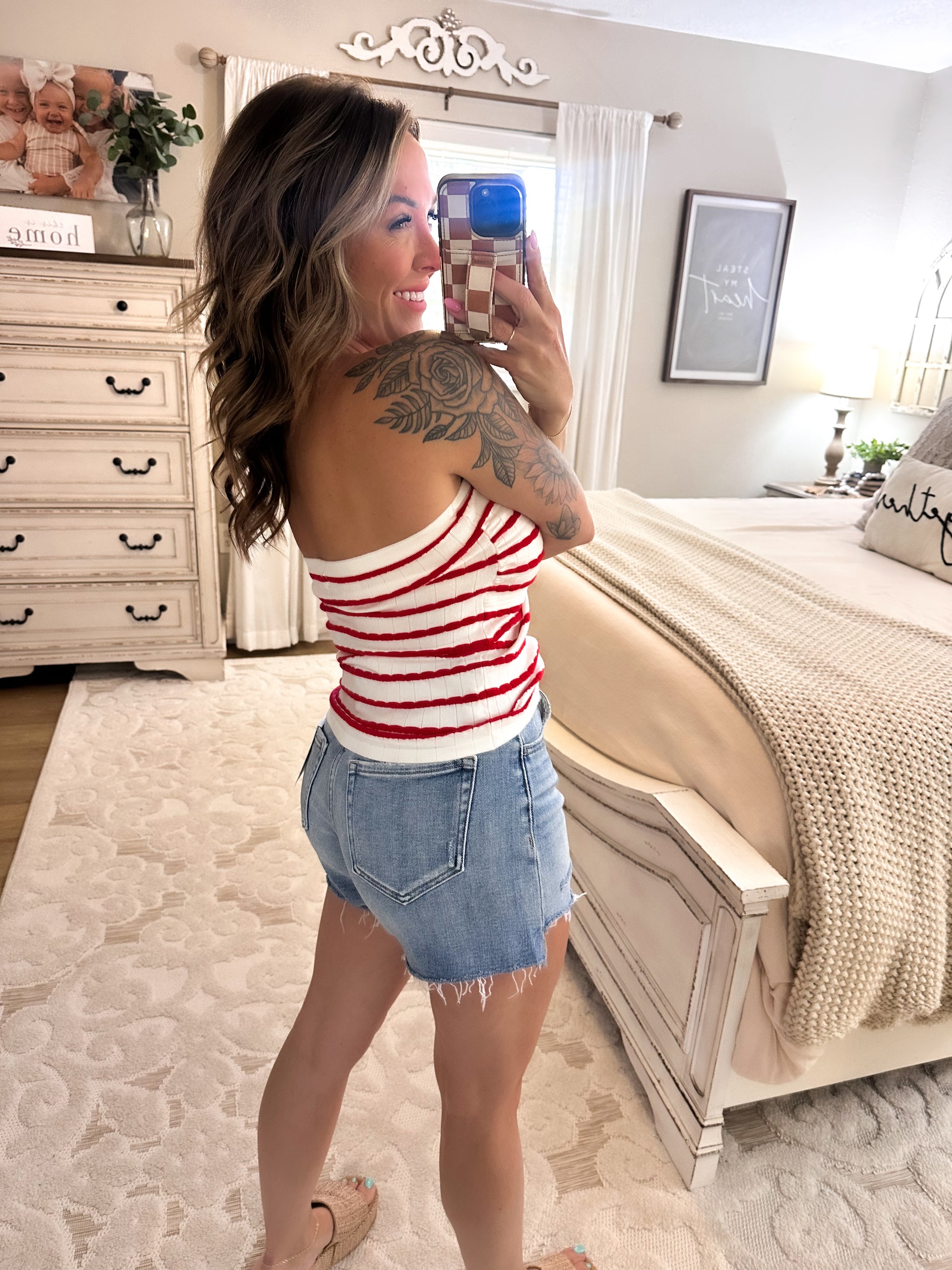Play It Again Striped Tube Top - Ruby