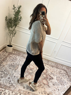 Standing Tall Fishnet Sweater - Tan