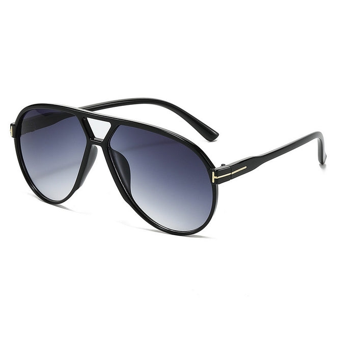 Double Bridge Large Frame Sunglasses - Black