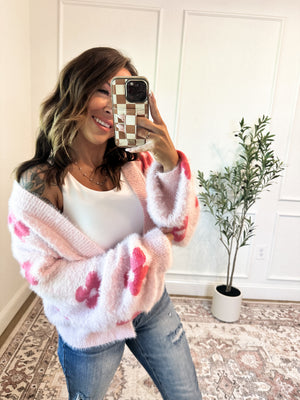 Walking On Sunshine Floral Fuzzy Cardigan