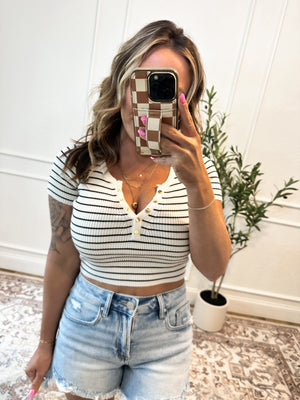 Tell The Truth Striped Crop Top - Ivory