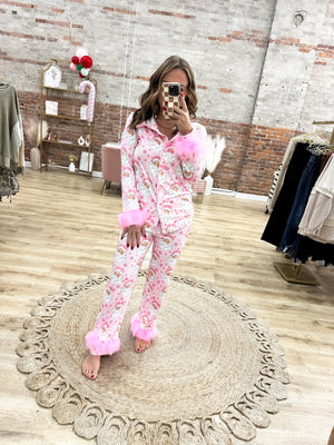 Better Not Pout Christmas Feather Pajama Set - QUICK PREORDER