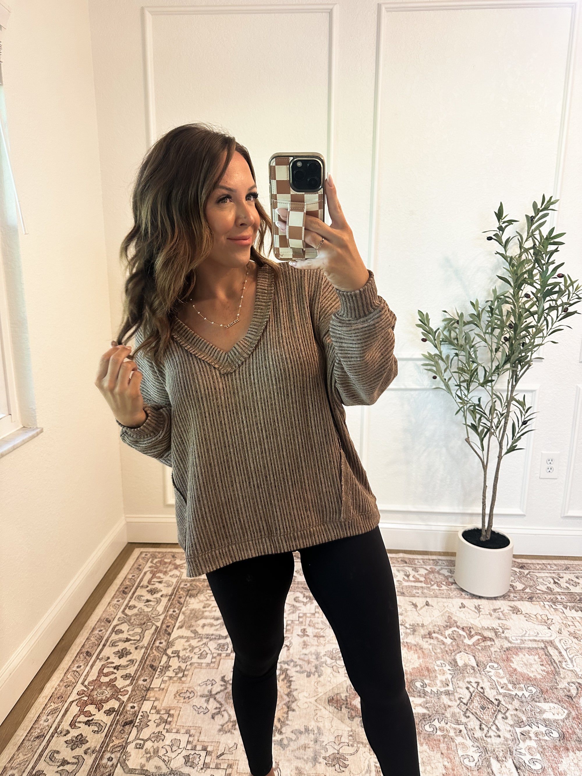 Along For The Ride V-Neck Knit Top