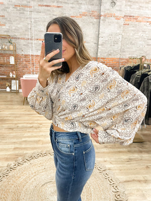 True Happiness Paisley Print Surplice Top