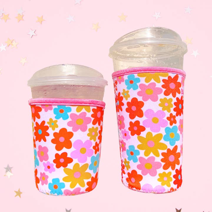 Iced Coffee Cup Cover - Retro Florals