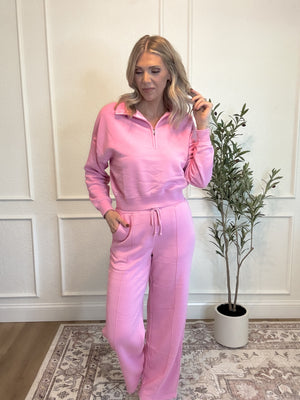 Chill Vibes Wide Leg Lounge Pants - Pink