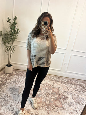 Standing Tall Fishnet Sweater - Tan