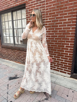 Love That Lasts Floral Lace Maxi Dress - Ivory