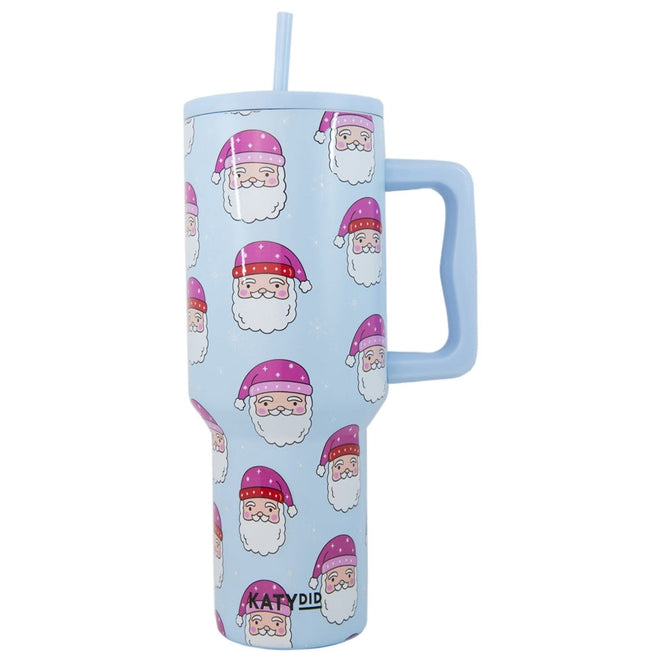 Pink Santa Hats Insulated Tumbler Cup w/ Handle