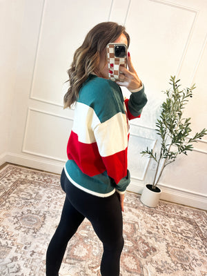 Holly Jolly Sequin Striped Sweater - Green