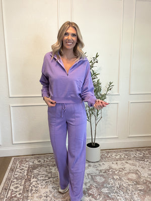 Chill Vibes Wide Leg Lounge Pants - Lavender