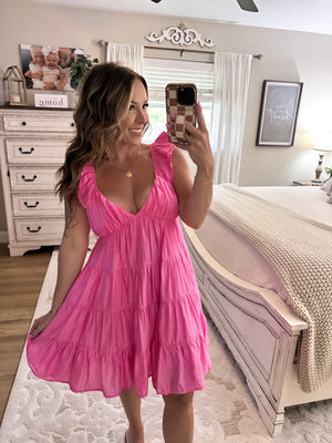 Good Graces Tiered Mini Dress - Pink