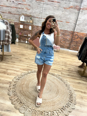 Bound To Happen Cuffed Short Overalls