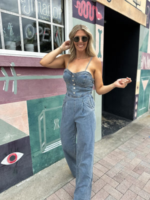 Call Me Darlin' Wide Leg Denim Overalls