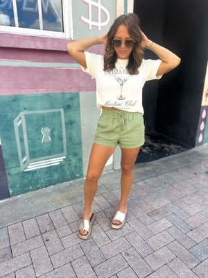 Meant To Be Cuffed Linen Shorts - Olive