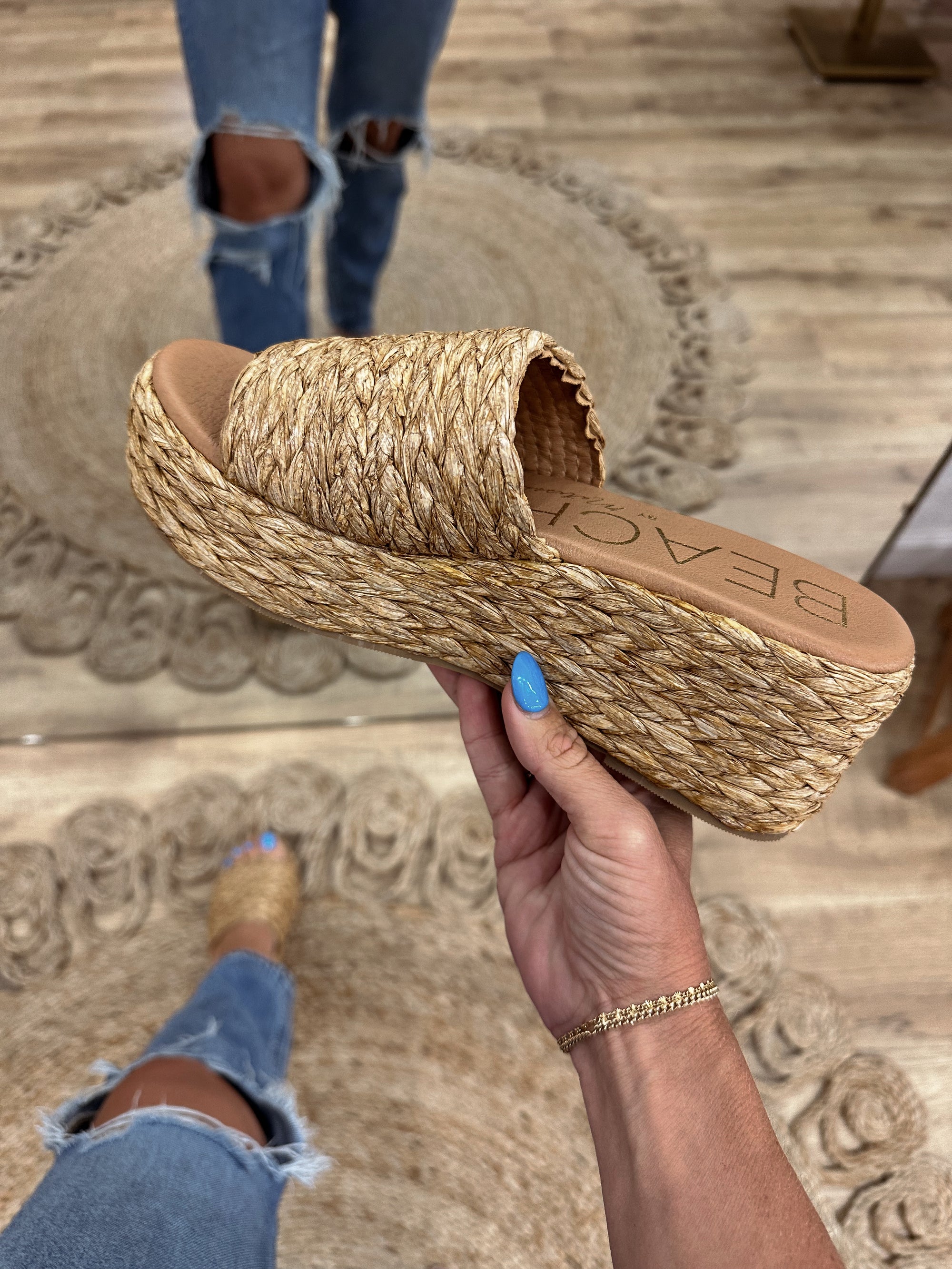 Peony Raffia Woven Platform Sandals