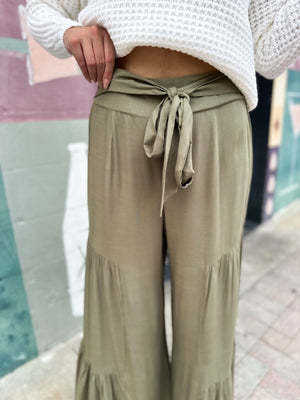 Just So You Know Wide Leg Pants - Olive