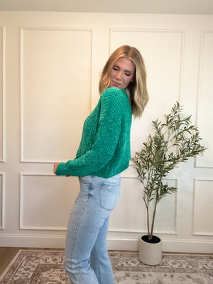 Warm Smiles Chenille Sweater - Kelly Green