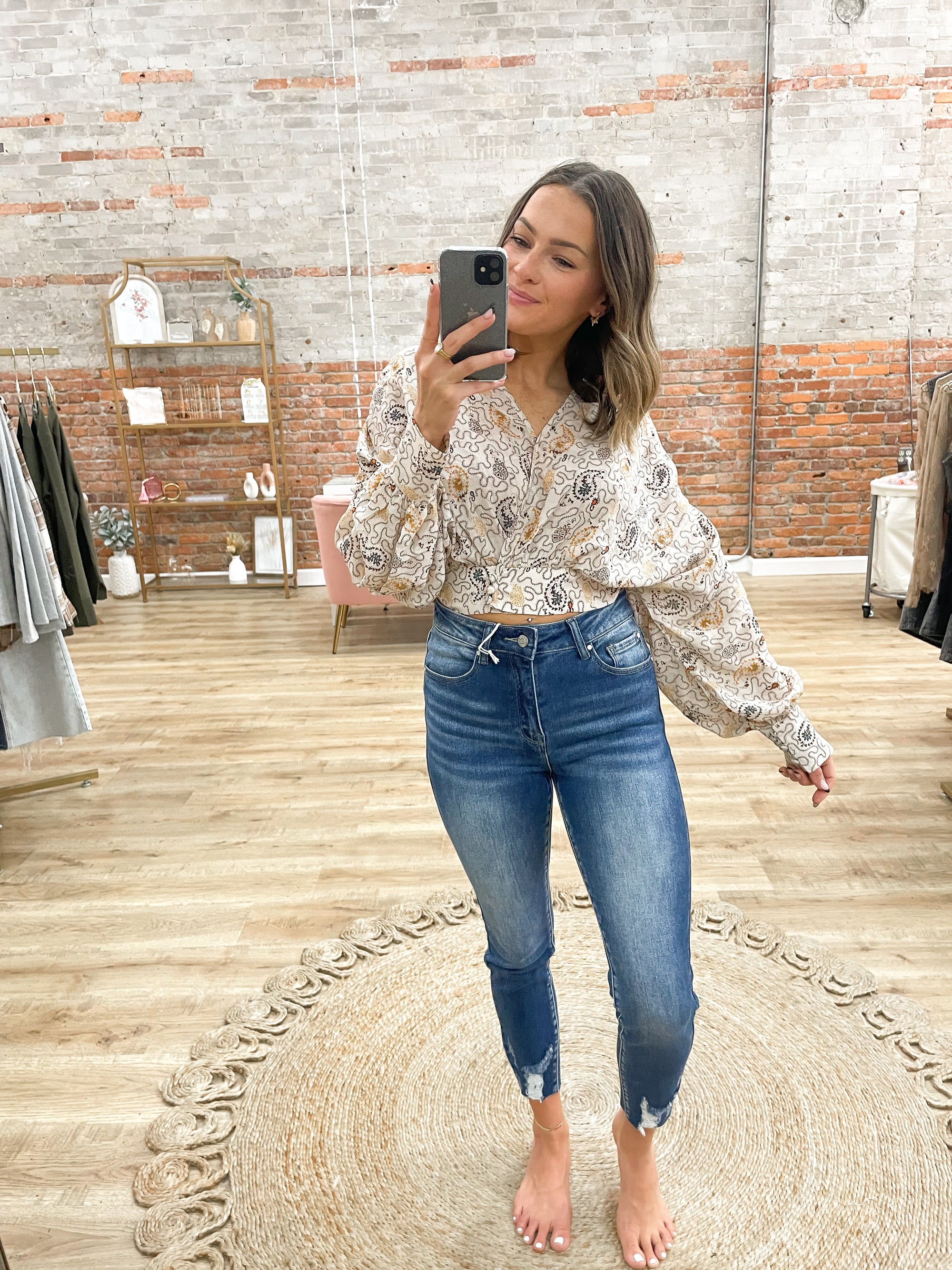 True Happiness Paisley Print Surplice Top