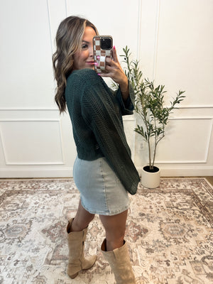 Feels Like Love Open Knit Cropped Sweater - Jade