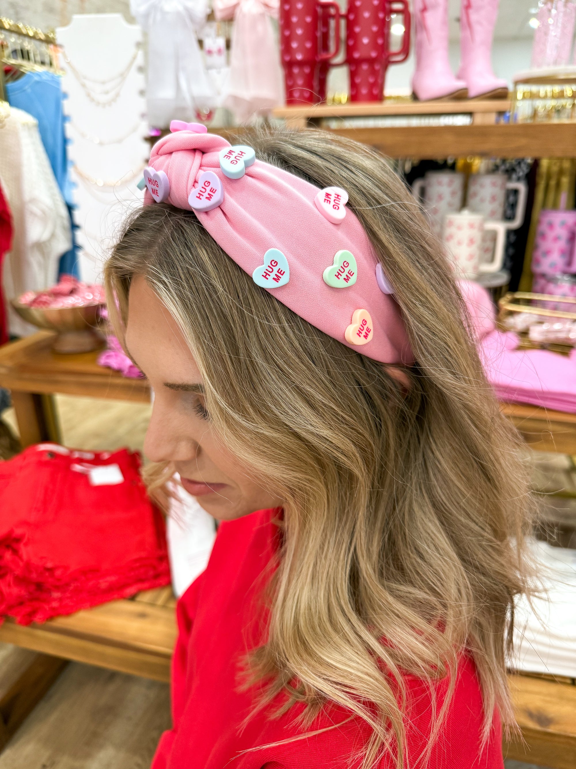 Conversation Hearts Headband - Pink