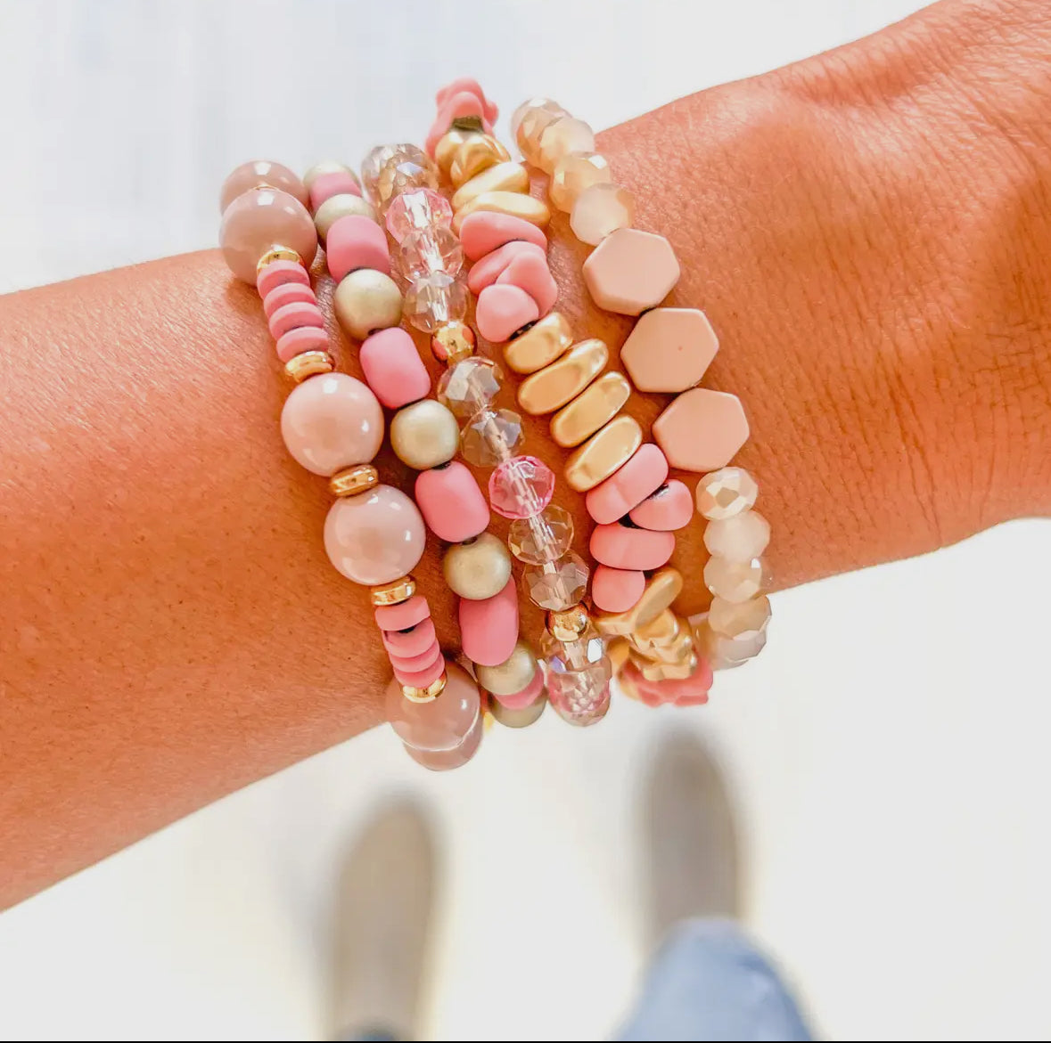 Mini & Me: Pink Hearts Beaded Bracelet Set | HART Custom Charm Jewelry