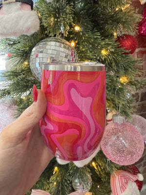 Retro Swirl Stemless Wine Tumbler