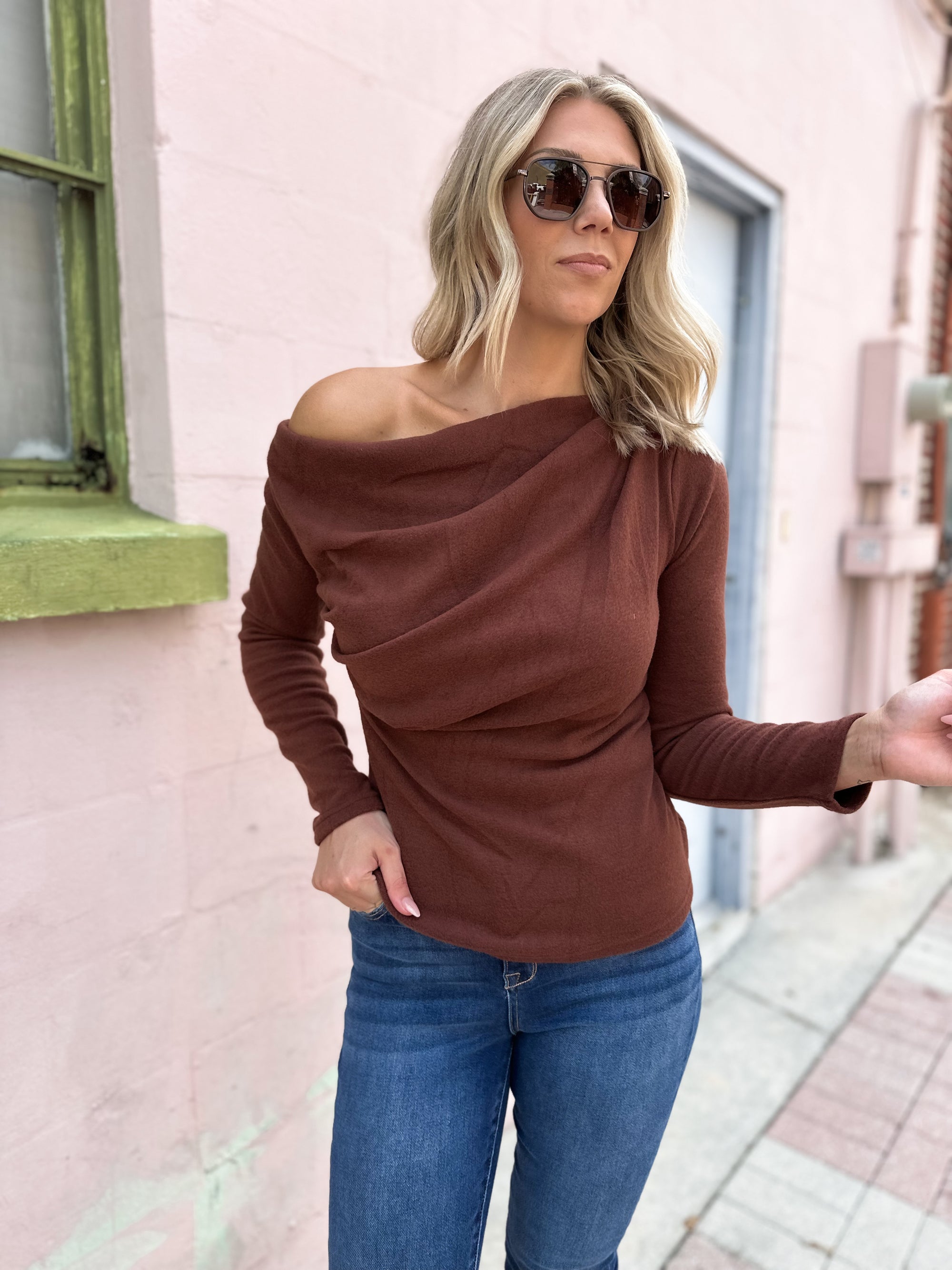 Endless Charm One Shoulder Top - Hazelnut