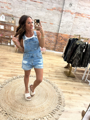 Bound To Happen Cuffed Short Overalls