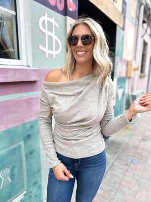 Endless Charm One Shoulder Top - Latte