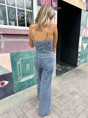 Call Me Darlin' Wide Leg Denim Overalls