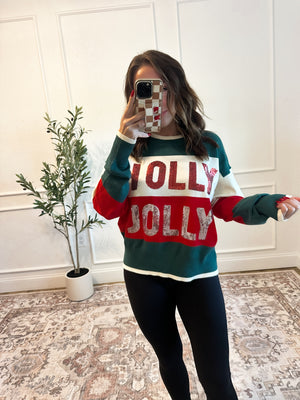 Holly Jolly Sequin Striped Sweater - Green