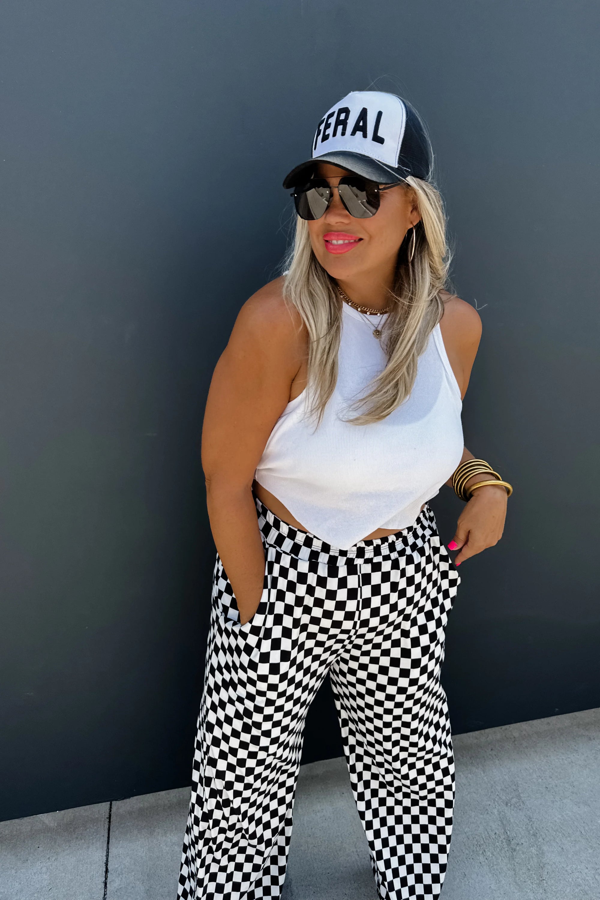 Bold Block Checkered Pants