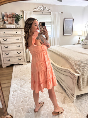 Good Graces Tiered Mini Dress - Coral