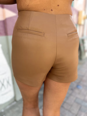 Still Into You Pleather Skort - Camel