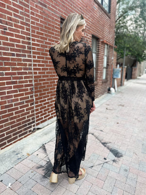 Love That Lasts Floral Lace Maxi Dress - Black