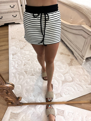 Country Club Striped Mini Skort - Black