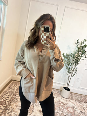 Kick It With Me Hooded Knit Top - Taupe