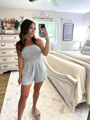 Chasing Happiness Strapless Romper - Gray