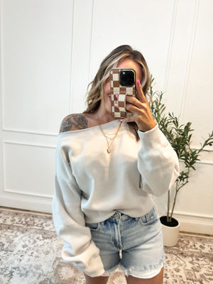 Hear Me Out Boat-Neck Cropped Pullover - Bone