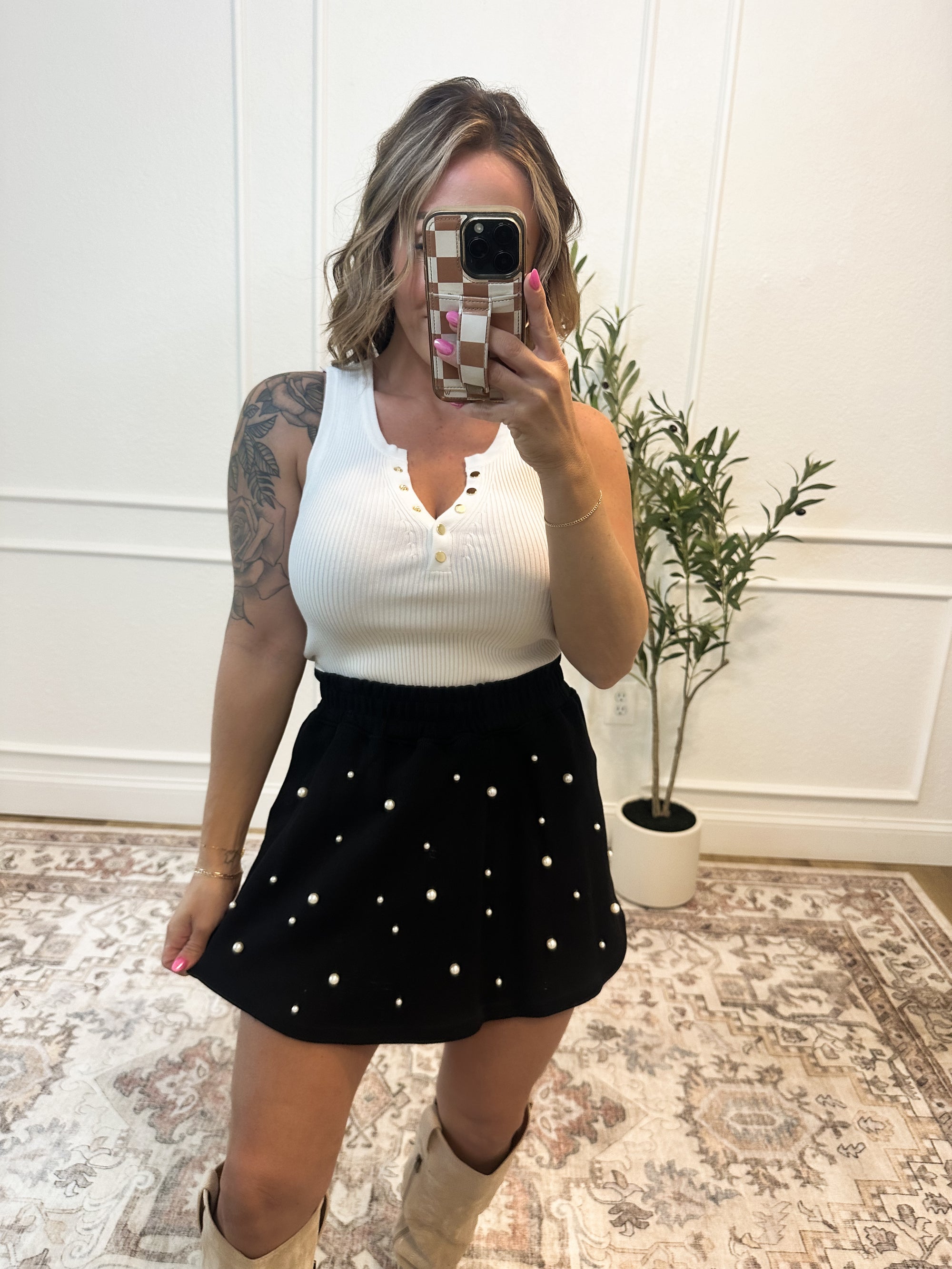 Pretty In Pearls Heavy Knit Skort