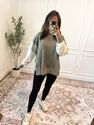 Can't Be Changed Oversized Colorblock Top