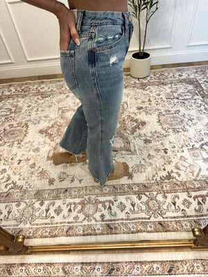 Chelsie Mid Rise Crop Flare Denim Jeans