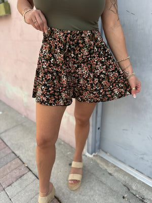 Buy Myself Flowers Flowy Shorts - Black